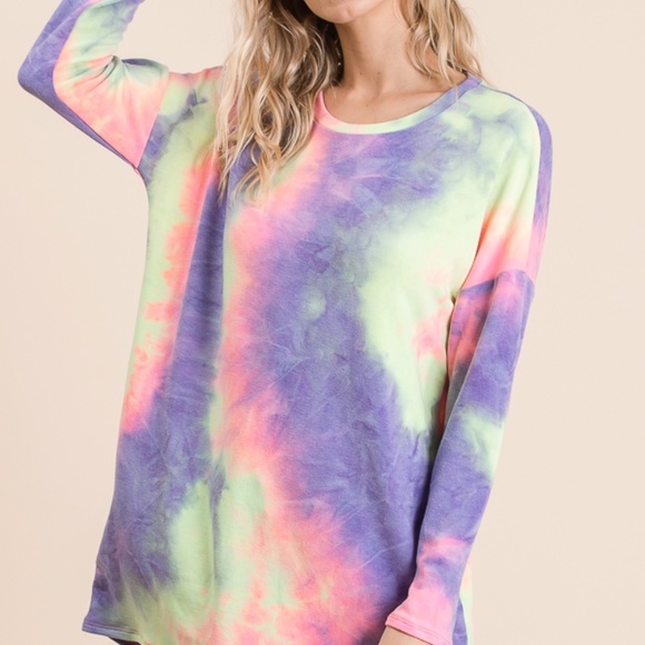 Bright long sleeved tie dye top - Picture 2 of 5